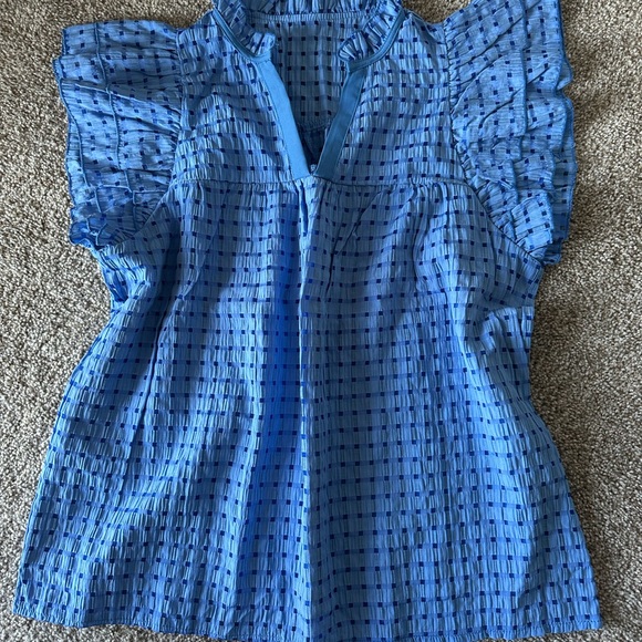 Lot of 2 Maternity Blouses – Blue & Mustard Yellow, Size M - Picture 4 of 4